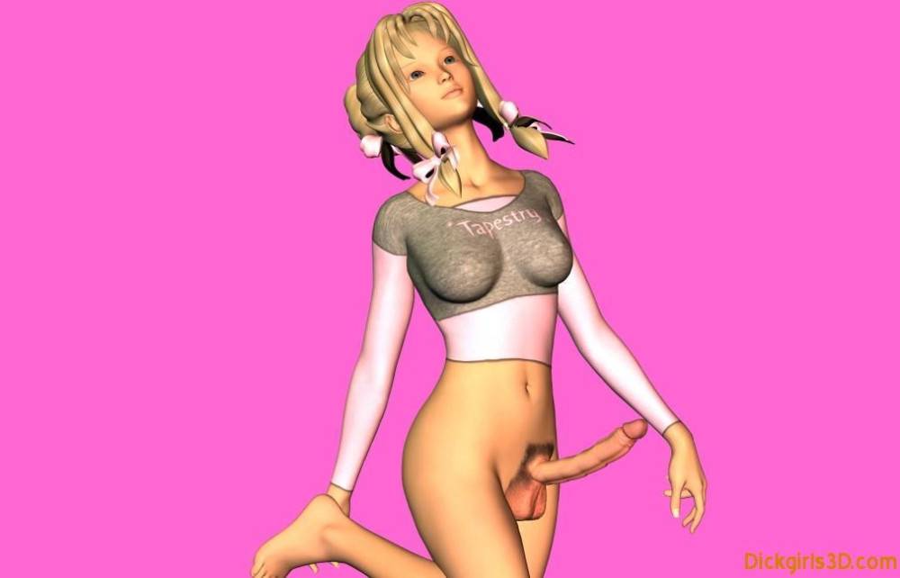 3d toon dickgirl in pigtails with hard cock - #8