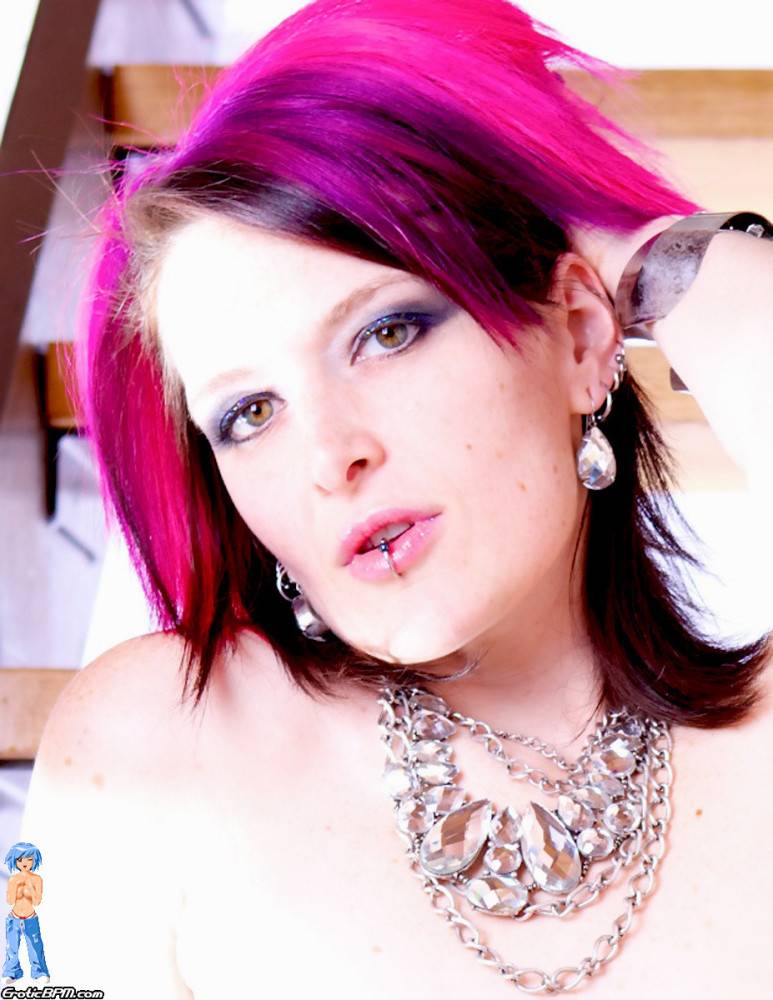 Cute sparkly pink haired raver girl with her hot pink dildo - #8