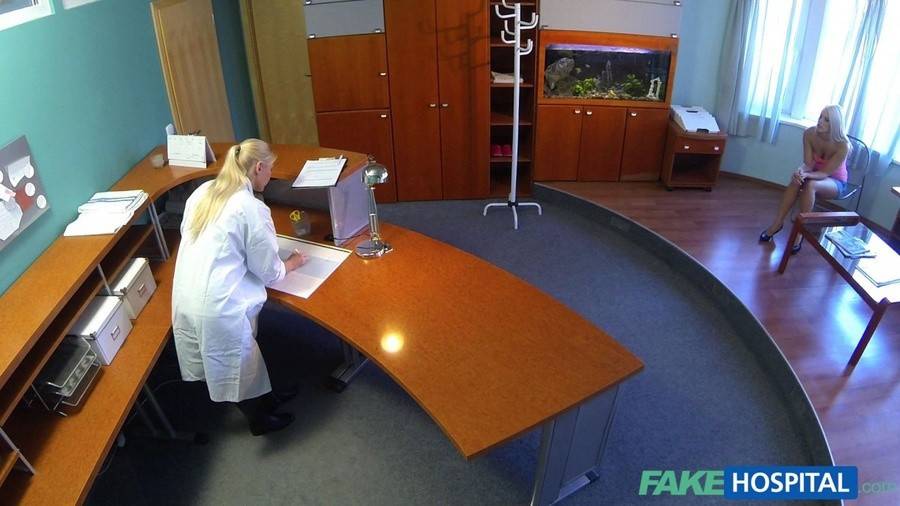 Perfect sexy blonde gets probed and squirts on doctors receptionist desk - #8