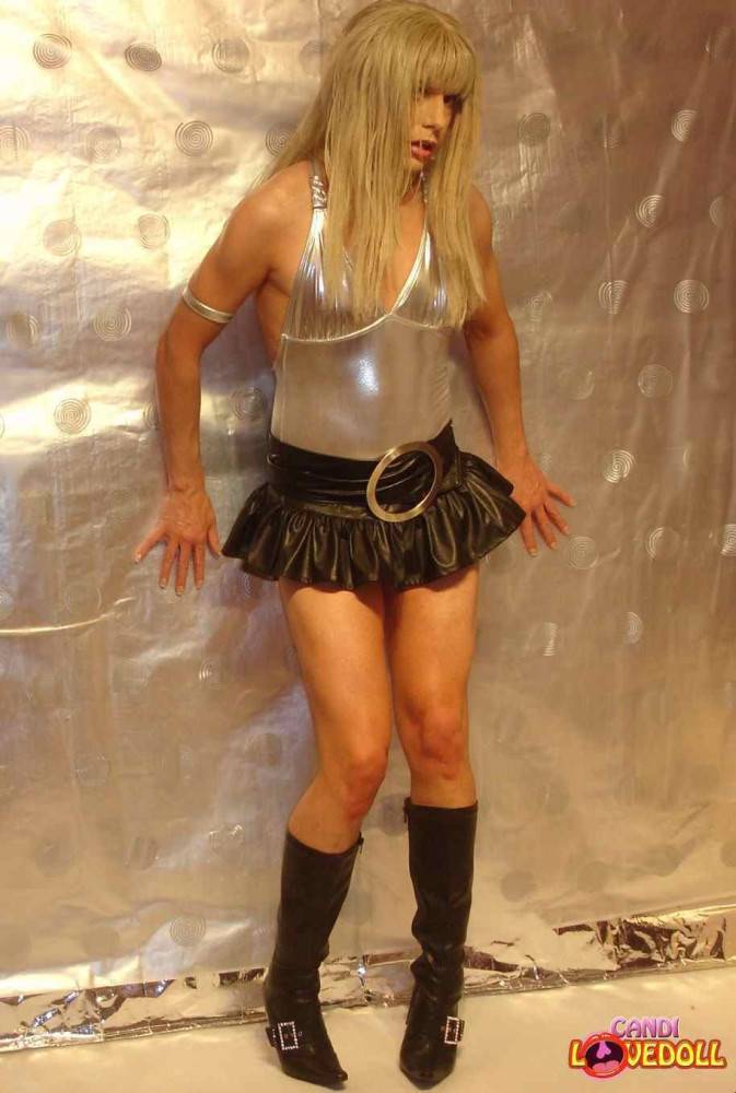 Tranny dressed in black and silver - #1