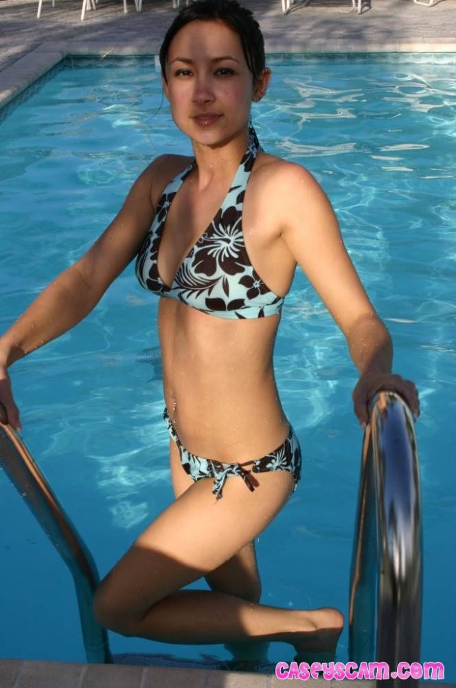 Busty asian teen in bikini swimming - #9