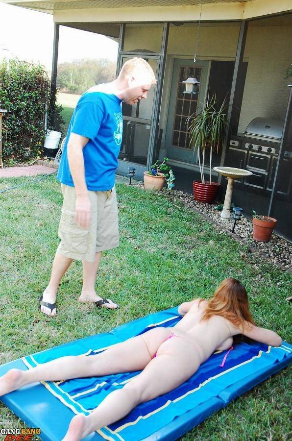 Swinger wife dee fucks a guy in the garden - #2