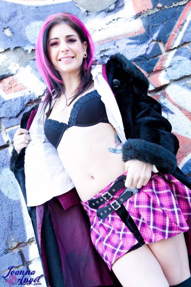 Punk rock emo slut plaid mini skirt flashing pink pussy lips - #8