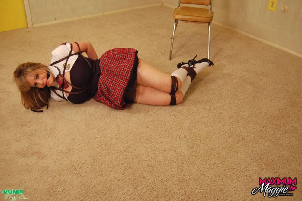 Maggie Green In A Fetish Uniform All Tied Up And Gagged Unable To Move And Having To Sit There - #14