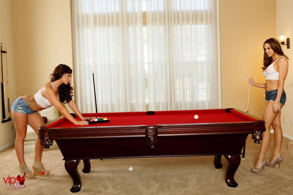Chanel Preston And Destiny Dixon Get On The Pool Table And Make Lesbian Love There - #1