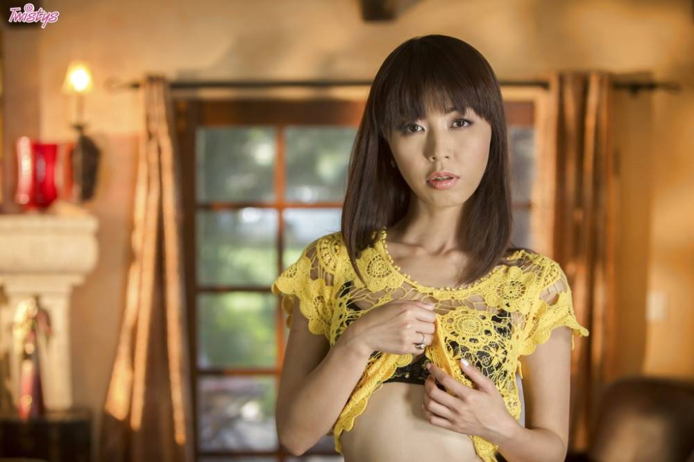Slender japanese bombshell Marica Hase reveals tiny tits and spreads her legs - #1
