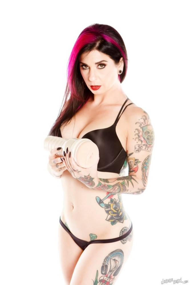 Alluring american redhead milf Joanna Angel in lingerie reveals big boobies and spreads her legs - #1