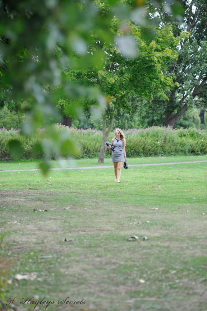 Busty Stockings Girl Hayley-Mrie Coppin Has Found A Quiet Place To Strip In The Park - #10