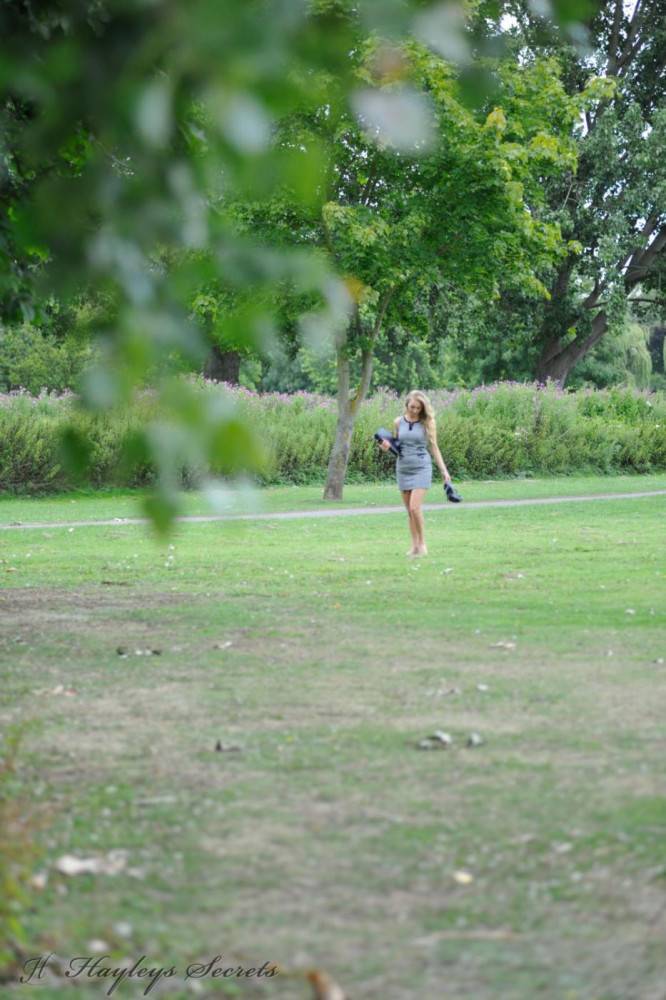 Busty Stockings Girl Hayley-Mrie Coppin Has Found A Quiet Place To Strip In The Park - #9