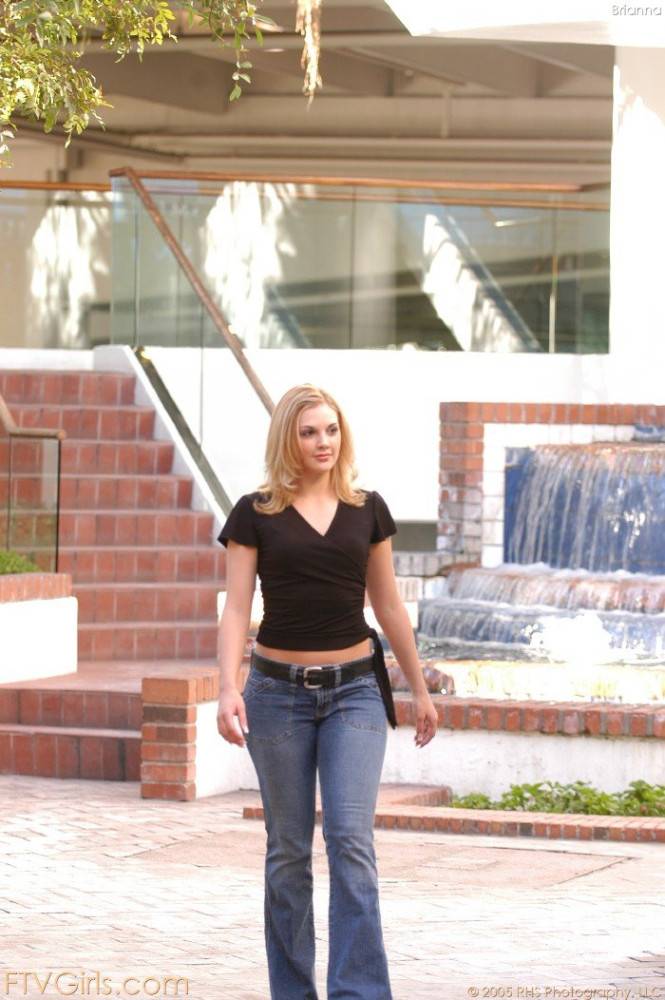 Playful Blonde Brianna Enjoys Modeling Against The Car And Pulls Off Her Jeans And Top - #4