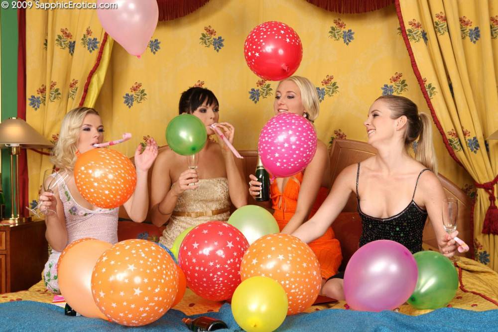 Sweet Chicks Susan, Sandra, Katerina And Malisa Celebrate Birthday, Drink Wine And Have Lesbo Fun - #1
