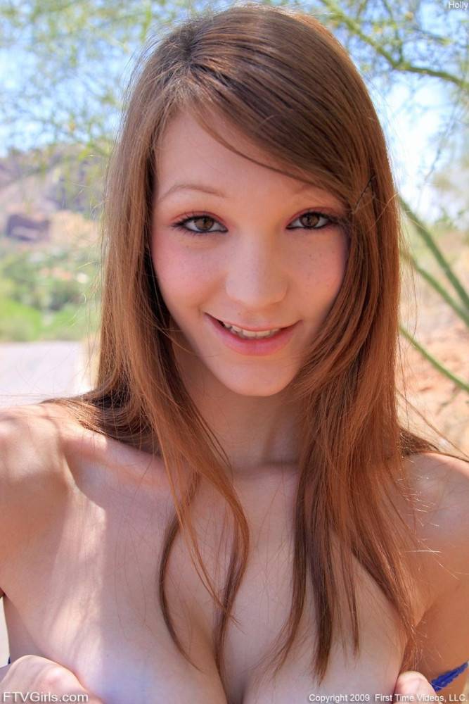 Teen Girl Holly FTV In Blue Top And Pink Skirt Flashes Her Tits And Pussy By The Road - #13
