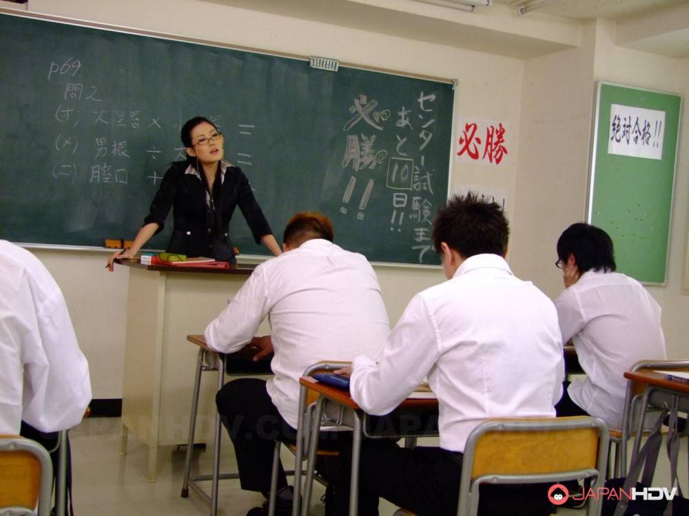 Kinky Teacher In Uniform Yui Komine Is Doing Blowjob Over Studentâ€™s Piston - #1
