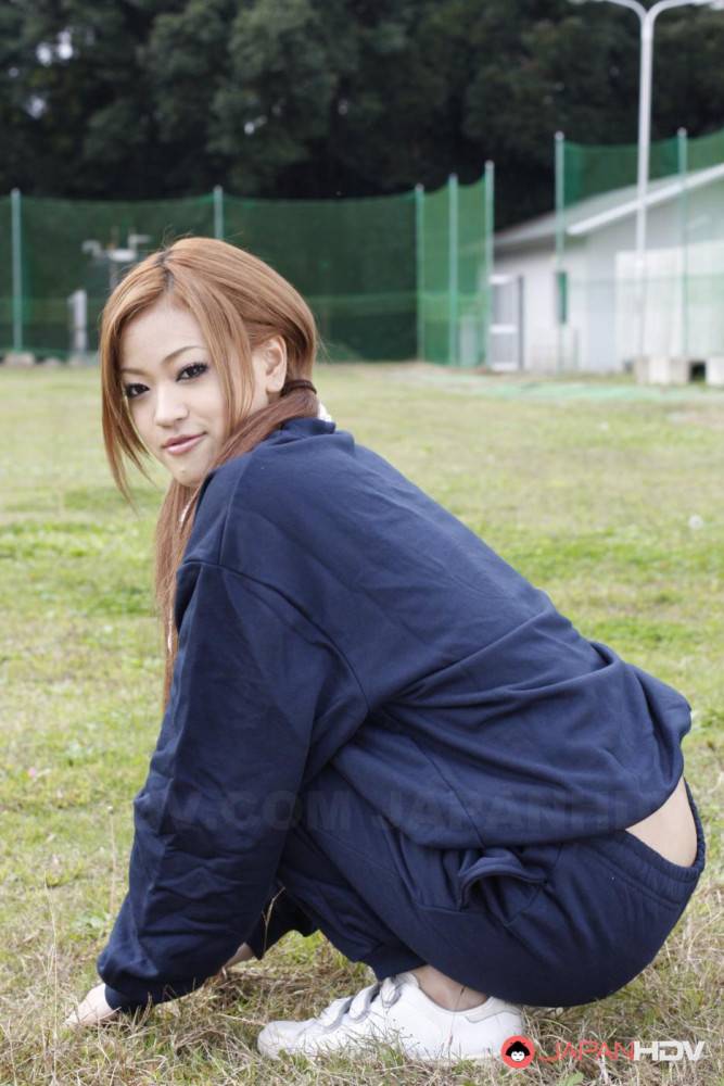 Nice-nelly Asian Babe With Red Hair An Umemiya Exercises Outdoors While Teasing With Her Looks - #9