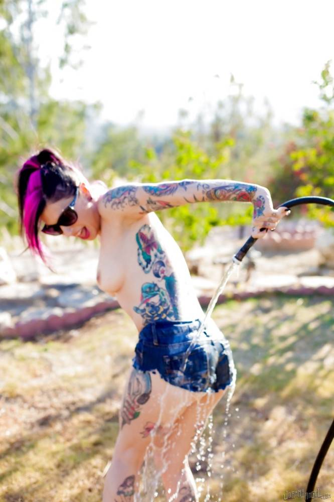 Glamorous american milf Joanna Angel denudes big titties and ass outside - #14