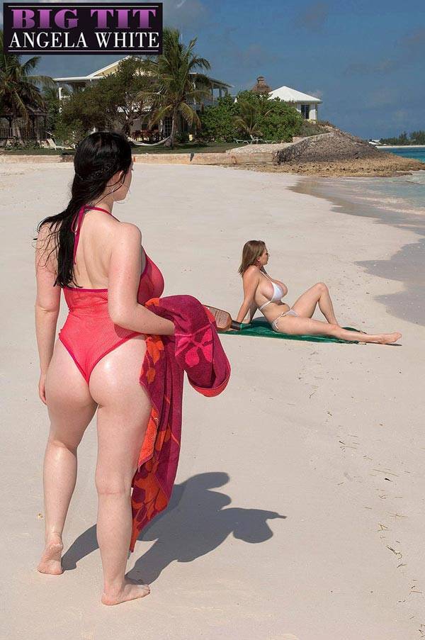 Angela White and Christy Marks beach Bosom lesbians - #1