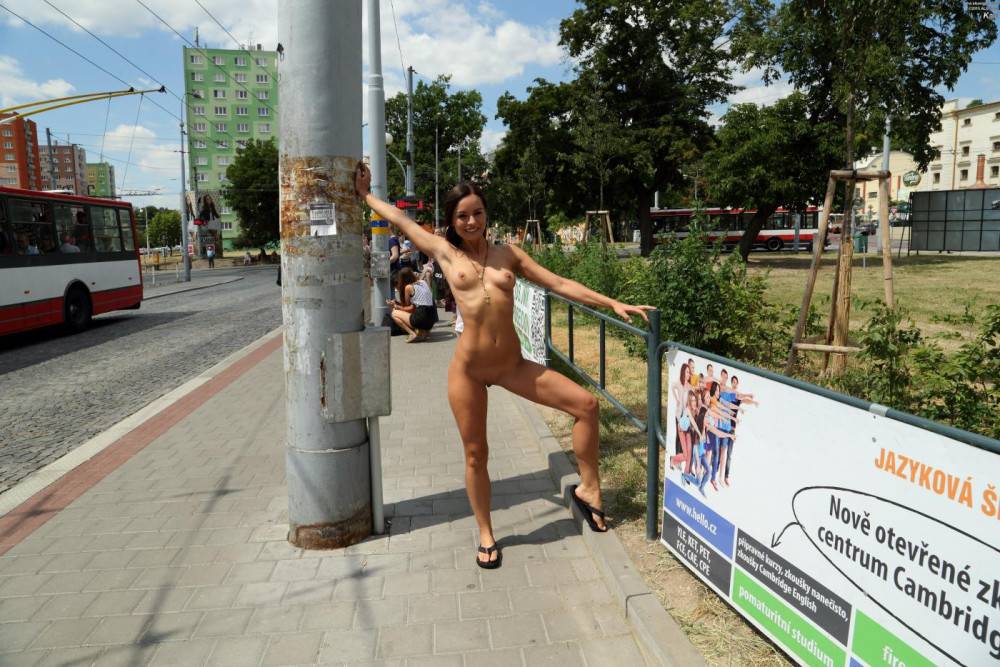 Chick With Amazingly Hot And Sexy Body Kari Milla Is Naughtily Undressing Outdoors And Posing On Public Nude - #8