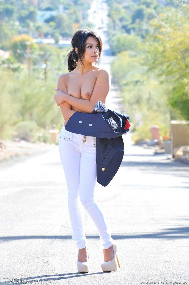 Alluring Latina Teen Jazmine FTV Is Posing Outdoors, Getting Nude In The Middle Of The Road - #3