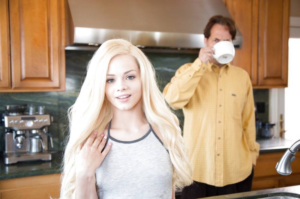 Gracile american blonde youthful Elsa Jean hard fucked after sucking huge dick - #1
