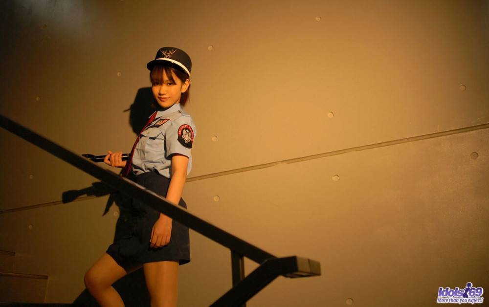 Asian Police Woman Riina Idols Is Showing Off In Her Uniform And Teasing Us With Pleasure. - #1