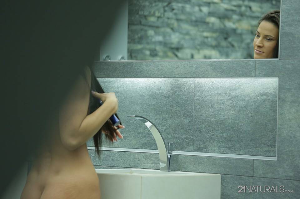 Horny Brunette Teen Athina DDF Exposes And Rubs The Shaved Cunt In The Shower - #8