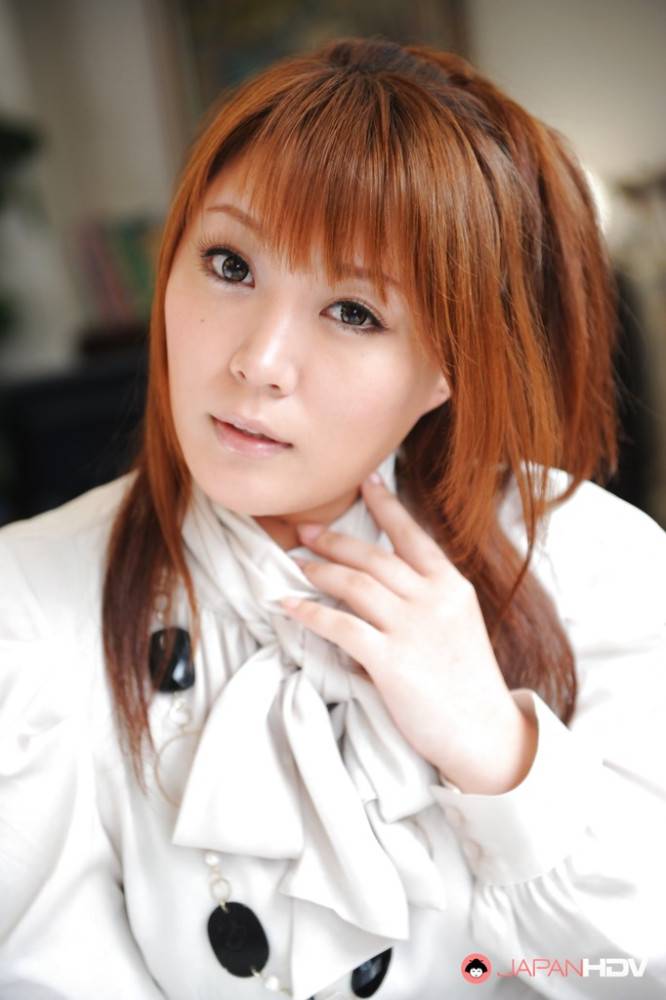 Sultry japanese redheaded milf Hinata Komine in fancy skirt posing - #15