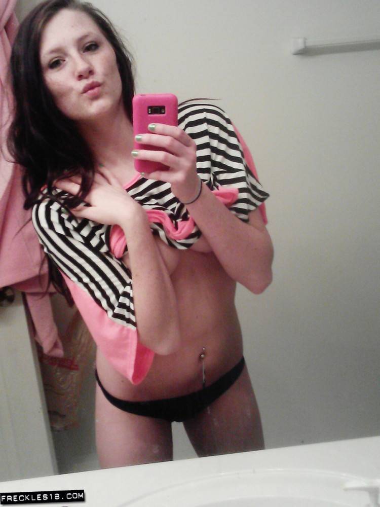 Freckles Gets In Her Bathroom With Her Phone And Takes More And More Revealing Selfies - #10