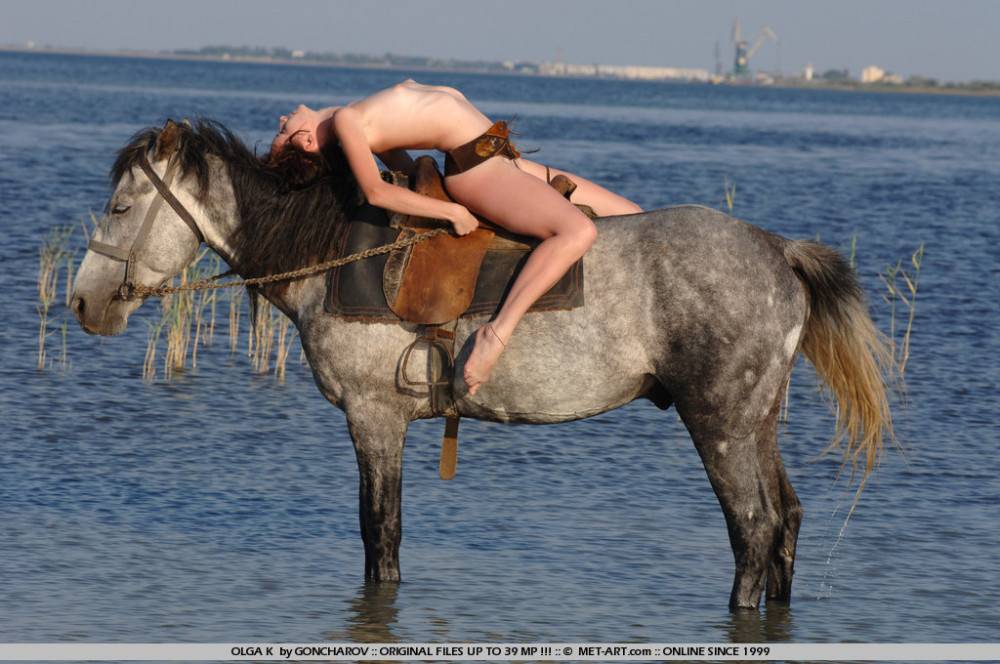 Naked Olga K Shows Her Naughty Parts On A Horse On The Wild Beach By The Sea - #8