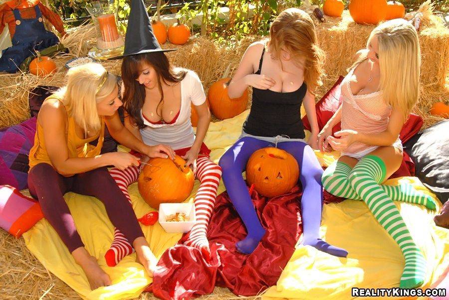 Welcome To The Halloween Party With April ONeil And Her Lesbian Friends Having Dirty Fun - #1