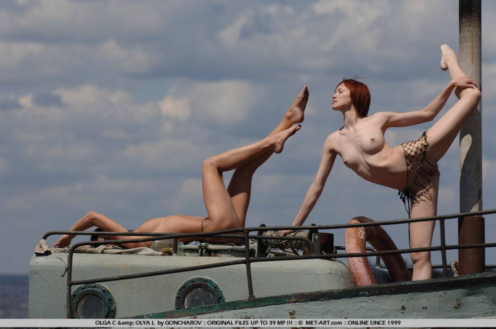 Frisky Skinny Girls Olga C And Olya L Pose Naked On A Boat Right In The Sun - #6