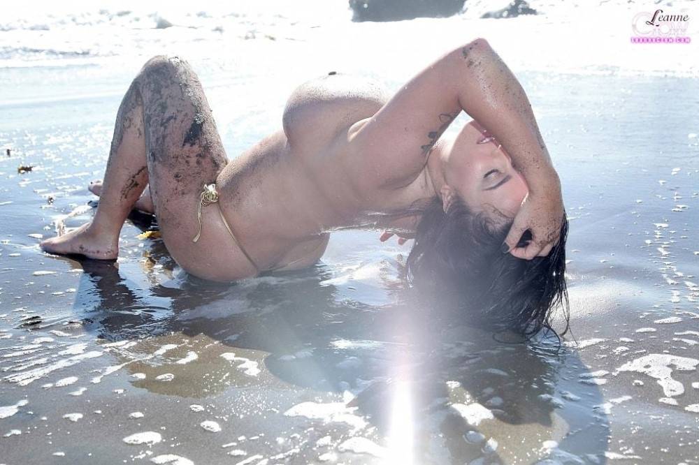 Excellent brittish brunette Leanne Crow showing big tits and hot ass at beach - #8