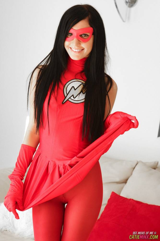 Small boobs slim teen girl in flash costume - #8