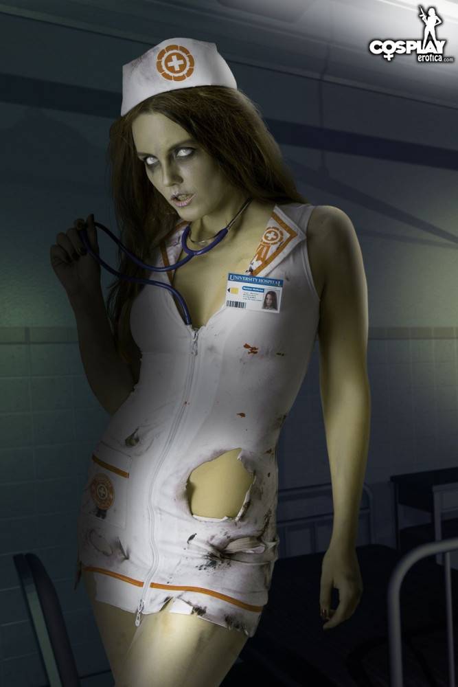 Cosplay featuring walking dead zombie in nurse uniform naked - #14