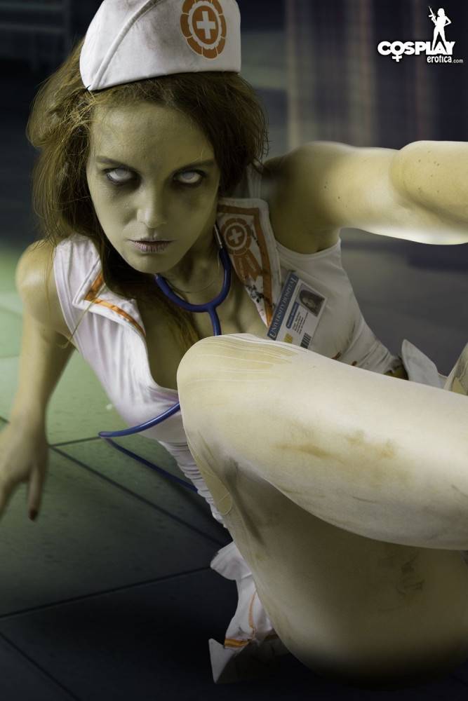 Cosplay featuring walking dead zombie in nurse uniform naked - #2