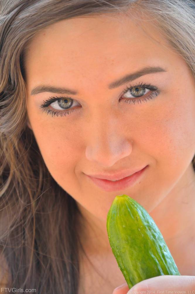 Daring Brunette Shannon FTV Sits On A Giant Cucumber In Public After Flashing Her Figure. - #14