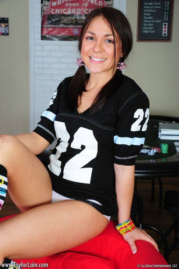 Taylor Lain Takes Off That Jersey To Show Her Boobs But She Keeps Her Panties On - #9