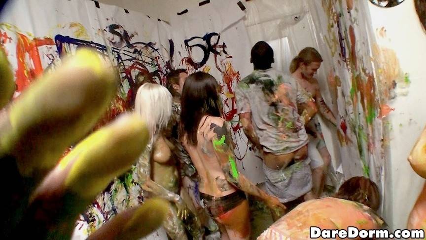 Stunning women Alie, Cat and Dara in awesome orgy in the dorm room - #1