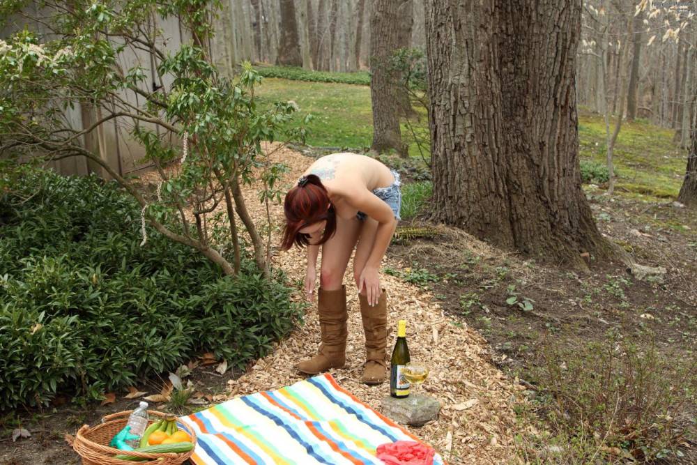 The Redhead Teen Hayden Winters Is Alone In The Forest Naked And Beading On Stick - #7