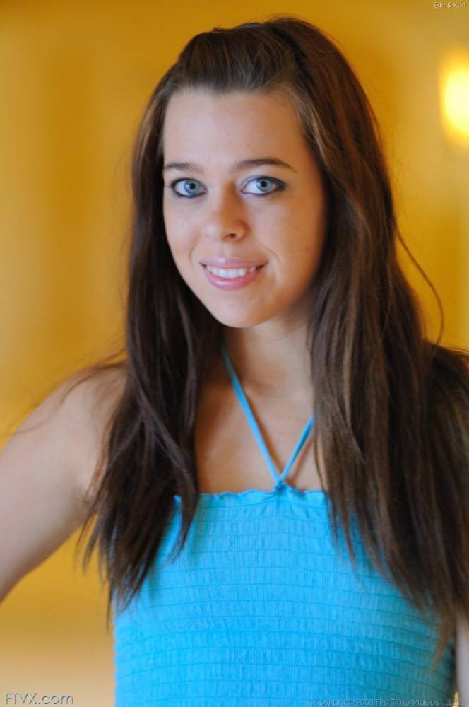 Pretty Teenage Brunette Erin FTV With Big Sparkling Eyes Poses In Blue Dress - #18