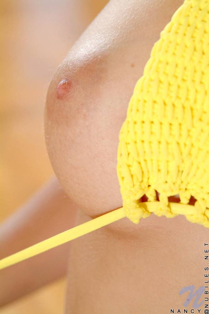 Shameless Kitty Nancy Nubiles Stripping Off Her Blue Jean Shorts And Yellow Panties - #5