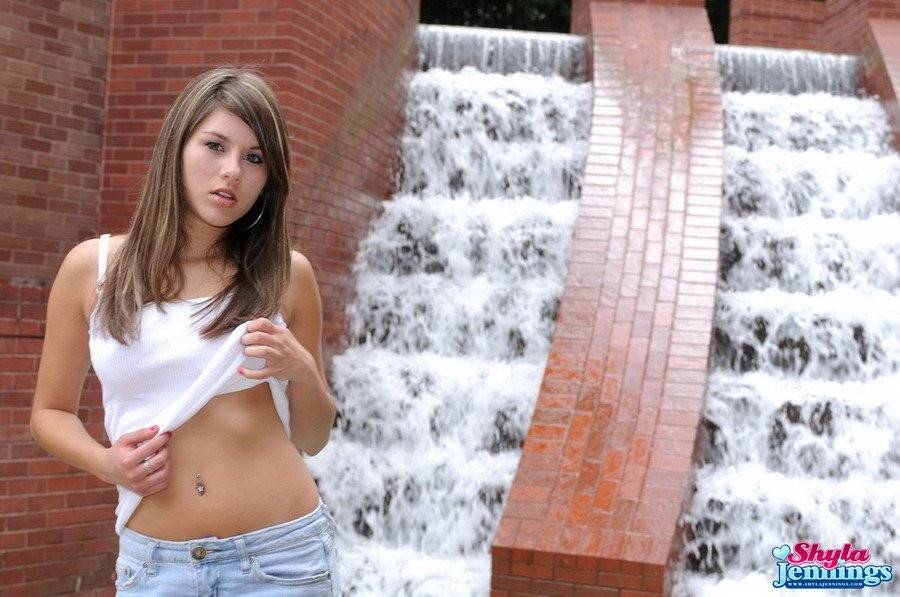 Cute Teen Girl Shyla Jennings Flashes Her Small Tits And Smooth Pussy Outdoors - #5