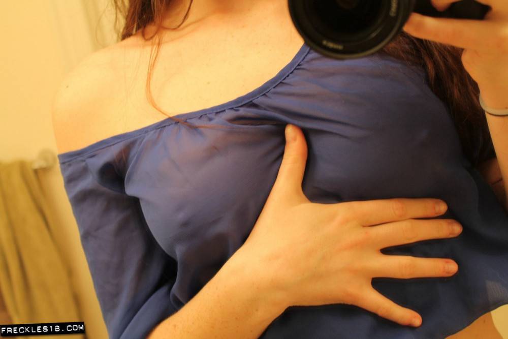 Freckles Takes Photos Of Herself In The Mirror And We See Her Boobs Through Her Shirt - #10