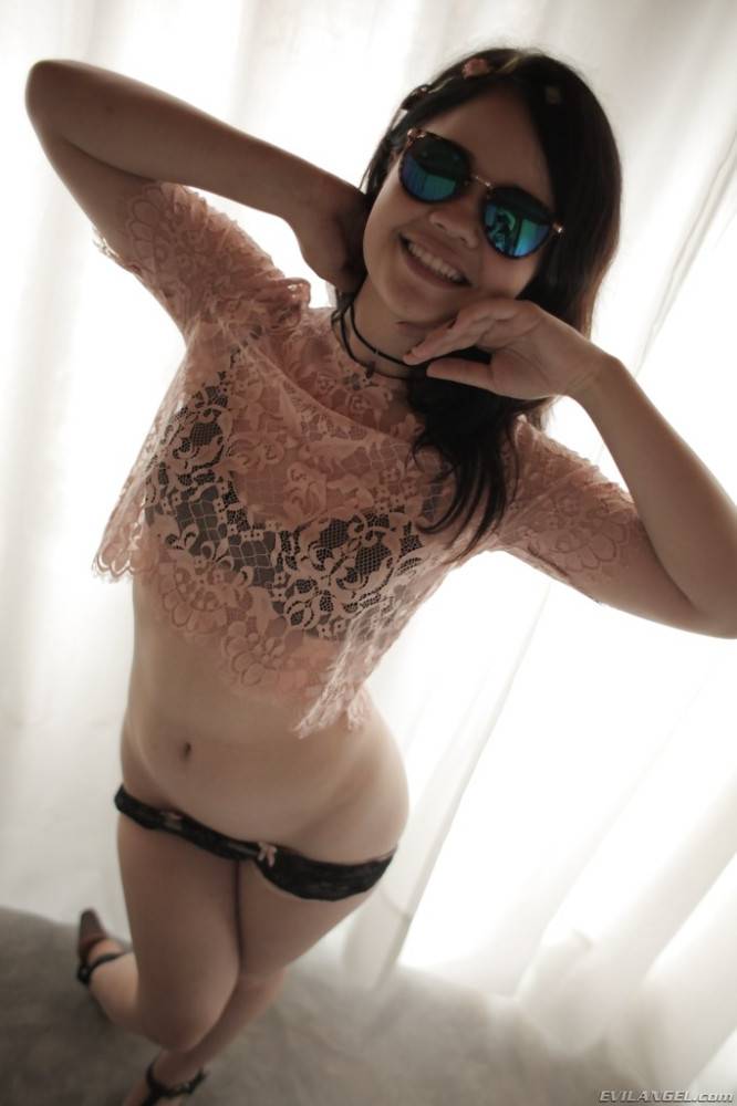Curious american brunette Yhivi in sexy underwear in amazing threesome sex scene - #14
