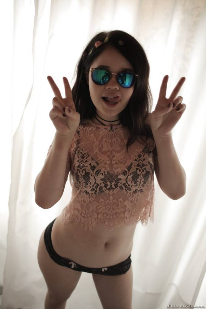 Curious american brunette Yhivi in sexy underwear in amazing threesome sex scene - #13
