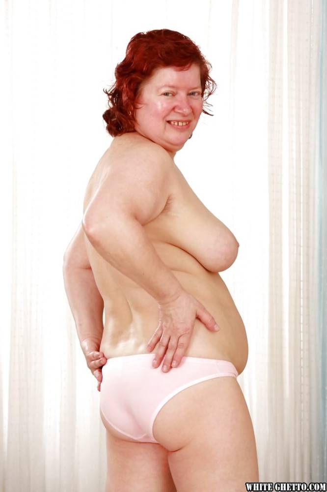 Sexy redhead grannie Hana showing big boobies and hairy twat - #3