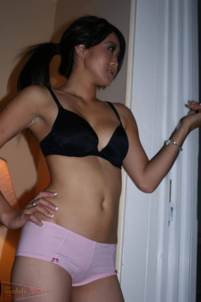 Smoking Asian Amateur Taya Talise Puts On Her Pink Panties And Black Bra - #18