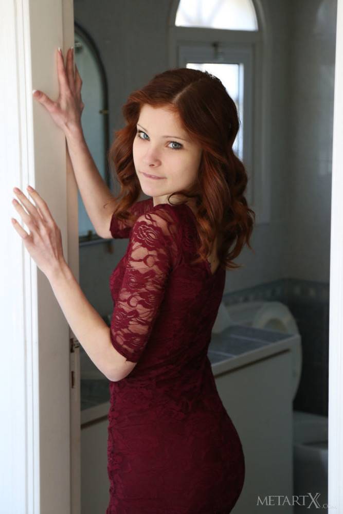 Sylphlike redhead teen Emanuelle in nice skirt likes foot fetish - #4