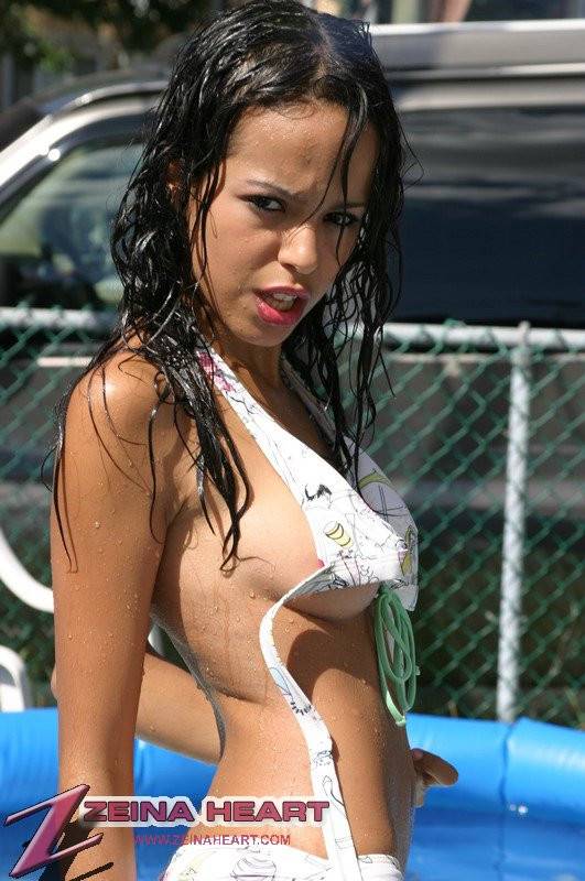 Zeina Heart Strips Out Of Her White Bikini And Shows It All In The Kiddie Pool - #8