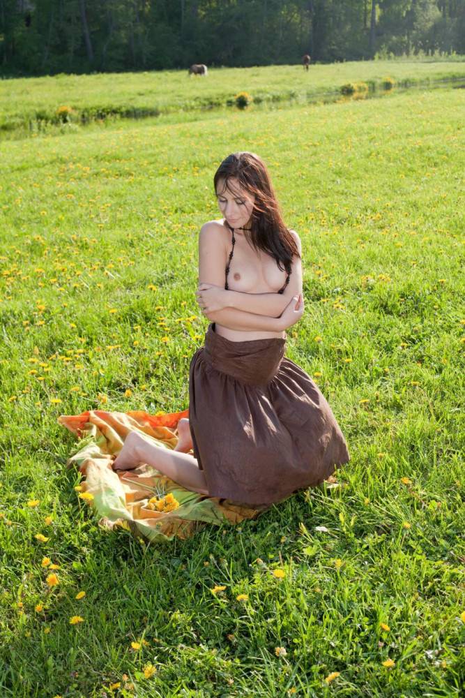 Brunette Teen Victory Nubiles Willing To Enjoy The Soft Green Grass And Tender Sun With Naked Body - #3