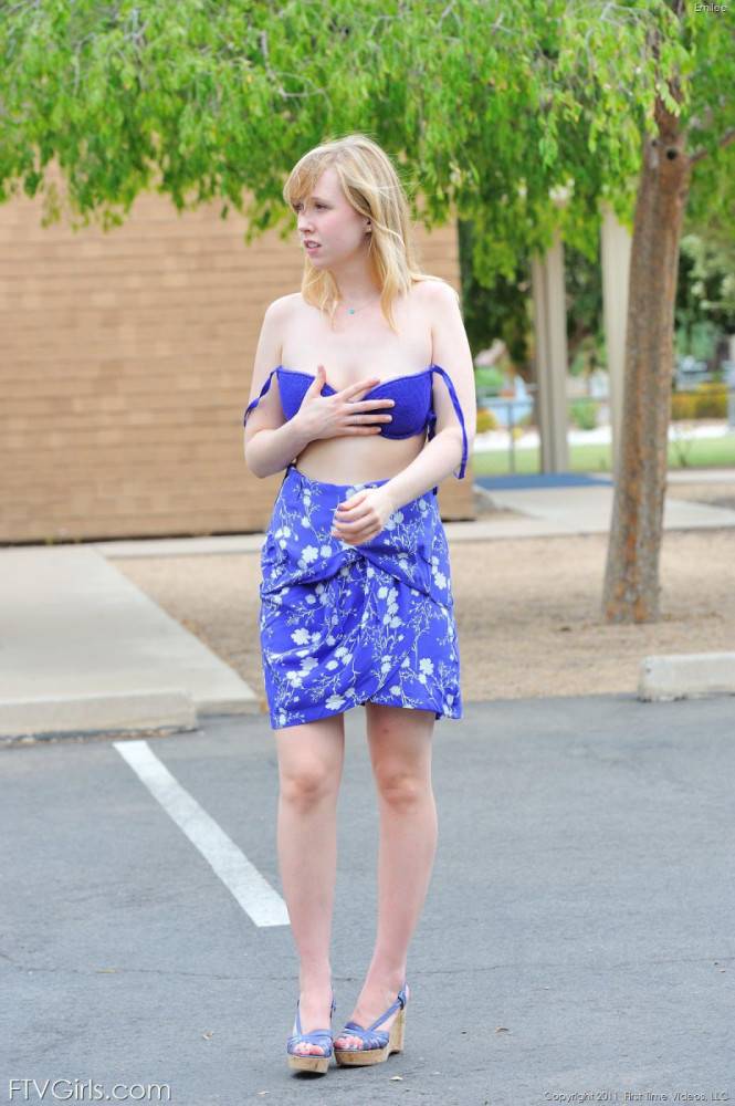 Emilee FTV In Blue Dress Flashes Her Tits And Pussy In The Street Before Playing With Toys - #13